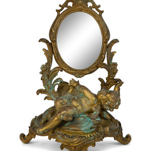 Appraisal: A Continental Rococo Style Gilt Metal Table Mirror th Century