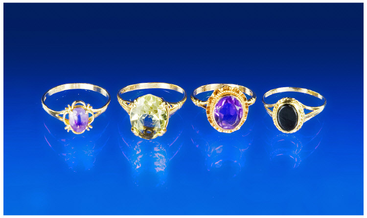 Appraisal: Collection Of Four ct Gold Dress Rings Set With Amethyst