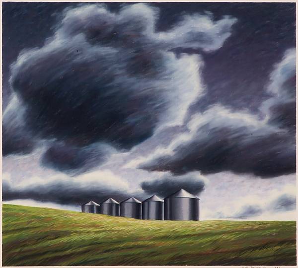 Appraisal: Susan Bennerstrom American Wheat Silos near St John signed and