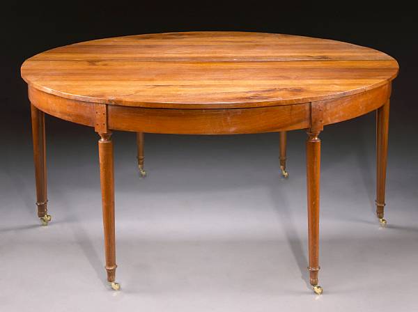 Appraisal: A Directoire walnut extension dining table circa including four extra