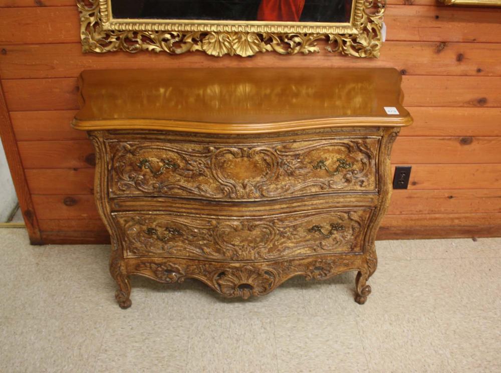 Appraisal: LOUIS XV STYLE TWO-DRAWER COMMODE Continental th century H x