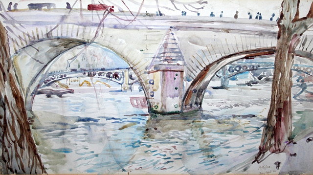 Appraisal: MALCOLM MILNE - The river Seine Paris signed dated 'April