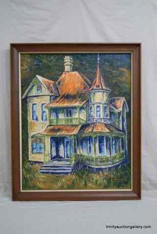 Appraisal: Local Artist Oil on Canvas Home Landscape This is a