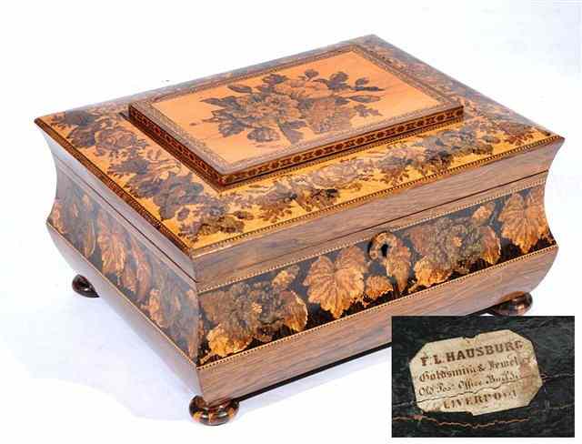 Appraisal: A VICTORIAN TUNBRIDGEWARE WORK BOX with all over foliate decoration