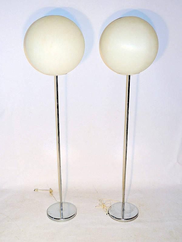 Appraisal: Pair of Modern Design Ball Floor Lamps With chrome bases