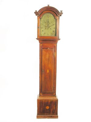 Appraisal: A mahogany parquetry and marquetry longcase clock the day movement