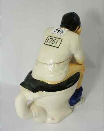 Appraisal: A Novelty Teapot of a Man on Toilet unmarked Height