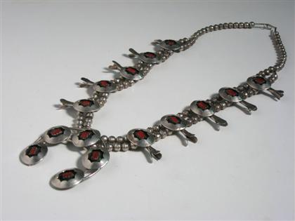 Appraisal: Southwest American Indian silver and coral Squash necklace th century