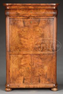 Appraisal: BURL WALNUT SECRETAIRE A ABATTANT BURL WALNUT SECRETAIRE A ABATTANT