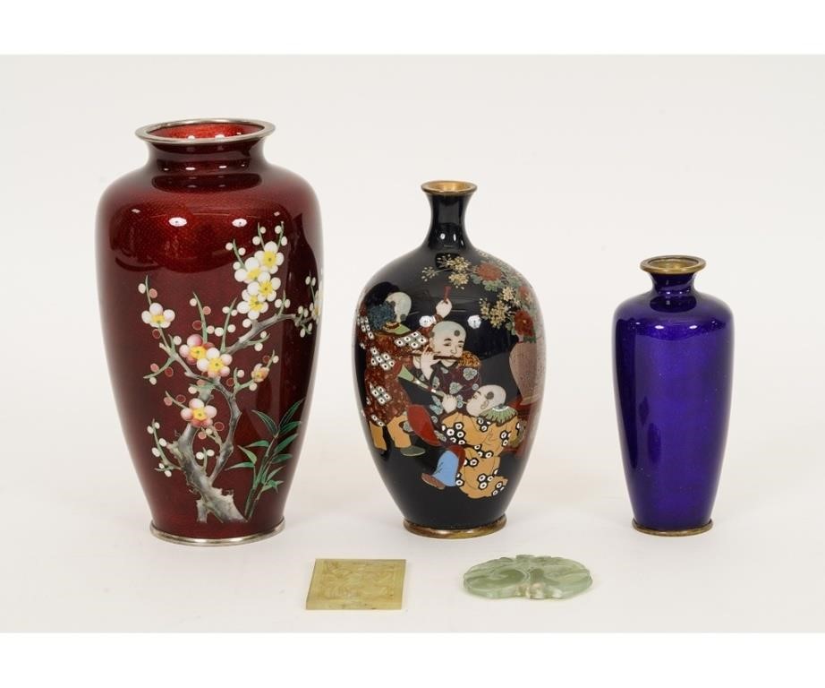 Appraisal: Three Japanese cloisonne vases probably th c together with two