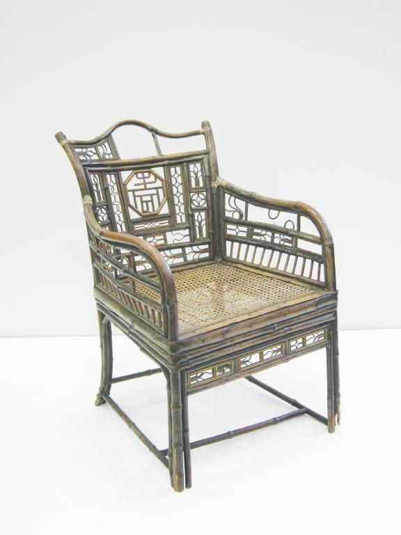 Appraisal: An early th Century Brighton Pavilion bamboo Chair with pierced