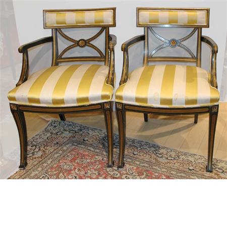 Appraisal: Pair of Regency Style Painted Armchairs Estimate -