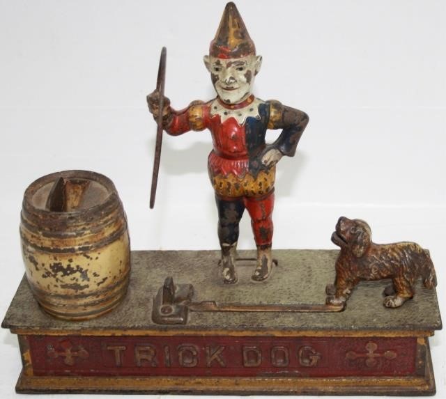 Appraisal: PAT J E STEPHENS TRICK DOG MECHANICALBANK ORIGINAL PAINT WORN