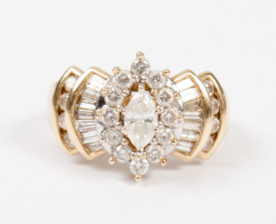 Appraisal: Lady's K gold and diamond cocktail ring containing marquise center