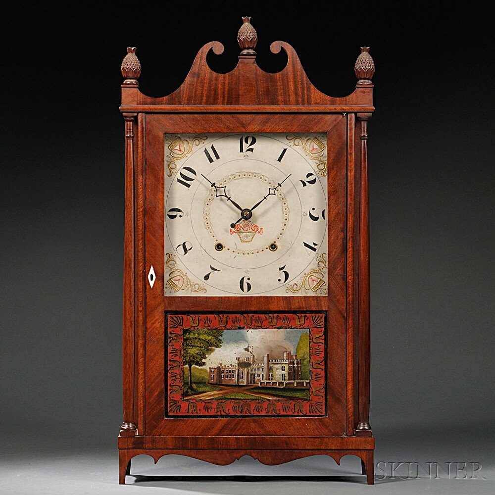 Appraisal: Riley Whiting Pillar and Scroll Shelf Clock Winchester Connecticut mahogany