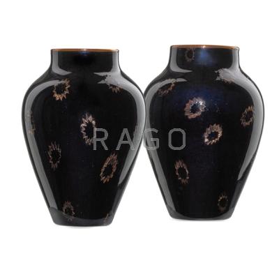 Appraisal: GIUSEPPE BAROVIER ARTISTI BAROVIER Two glass vases with murrines Murano