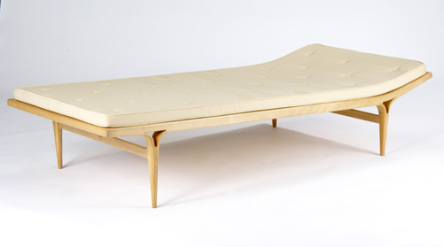 Appraisal: BRUNO MATHSSON KARL MATHSSON Maple daybed upholstered in tufted fabric