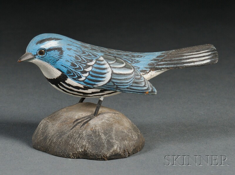 Appraisal: Jess Blackstone Miniature Carved and Painted Cerulean Warbler Figure New