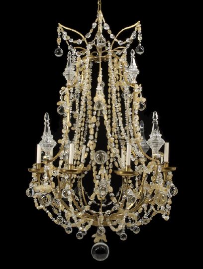 Appraisal: Large and Lavish French Gilt-Lacquered Brass Citrine Rock Crystal and