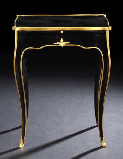 Appraisal: Louis XV-Style Ormolu-Mounted Ebonized Occasional Table early th century the