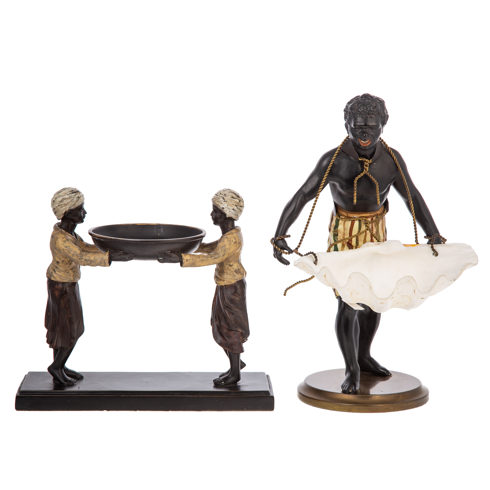 Appraisal: TWO BLACKAMOOR DECORATIVE PIECES BRONZE th th century Two bronze