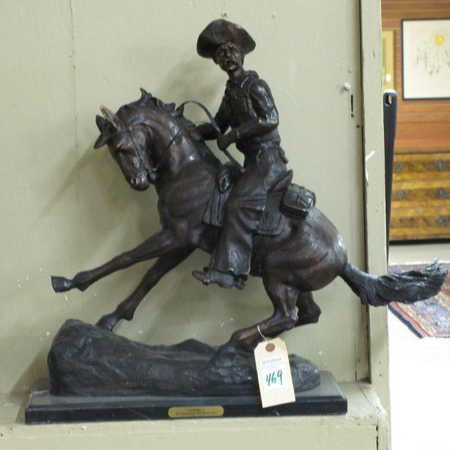 Appraisal: AFTER FREDERIC SACKRIDER REMINGTON American - Cowboy a patinated bronze