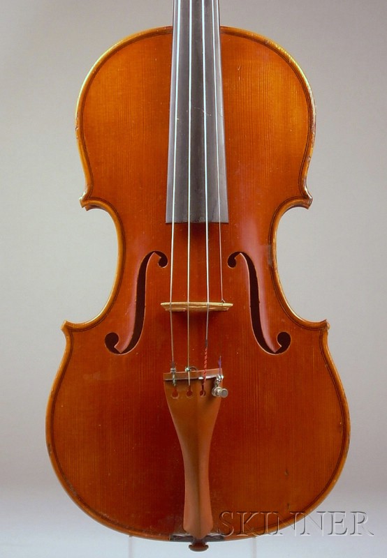 Appraisal: Modern Violin unlabeled length of two-piece back in mm with