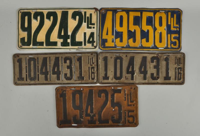 Appraisal: Lot Of - Illinois License Plates Included in this lot