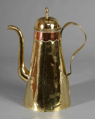 Appraisal: Brass and copper coffeepot lighthouse shape domed lid with acorn