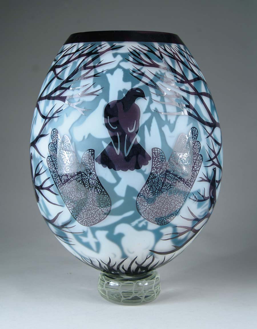 Appraisal: CONTEMPORARY ART GLASS VASE Artist Duncan McClellan created this monumental