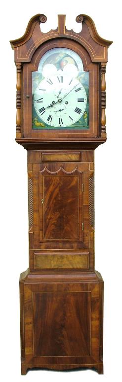 Appraisal: Mahogany eight day longcase clock the arched painted dial with