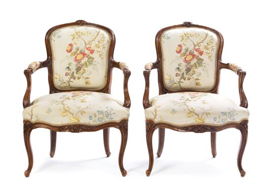 Appraisal: Sale Lot A Pair of Louis XV Style Fauteuils th