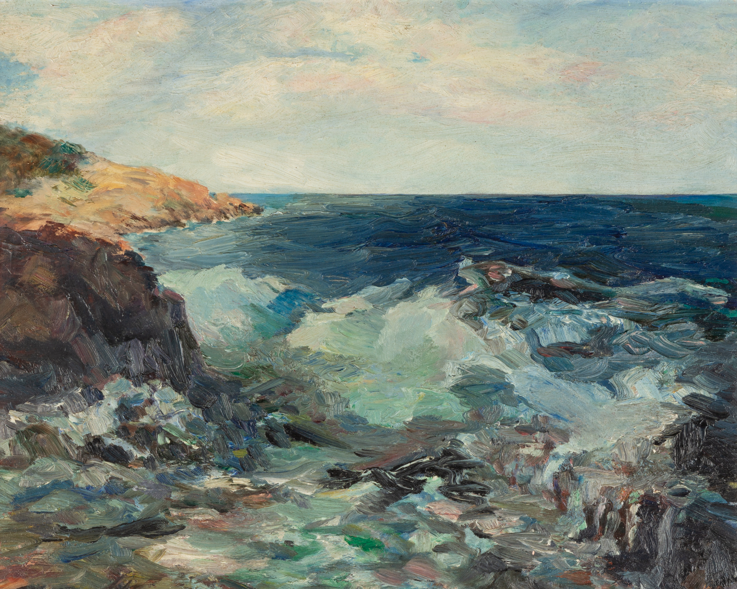 Appraisal: ATTRIBUTED TO GEORGE RENOUARD AMERICAN - SEASCAPE oil on masonite