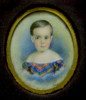 Appraisal: MINATURE PORTRAIT OF A CHILD Painted on oval ivory a