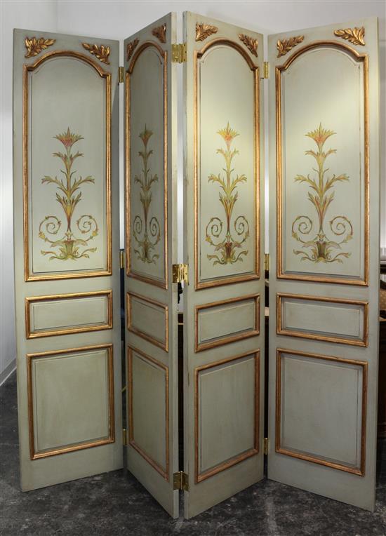 Appraisal: Sale Lot A Pair of Painted Four Panel Screens Width