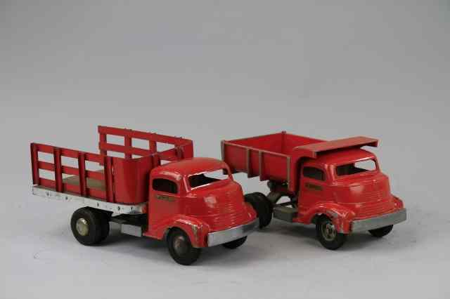 Appraisal: LOT OF TWO SMITH MILLER TRUCKS Both painted in red