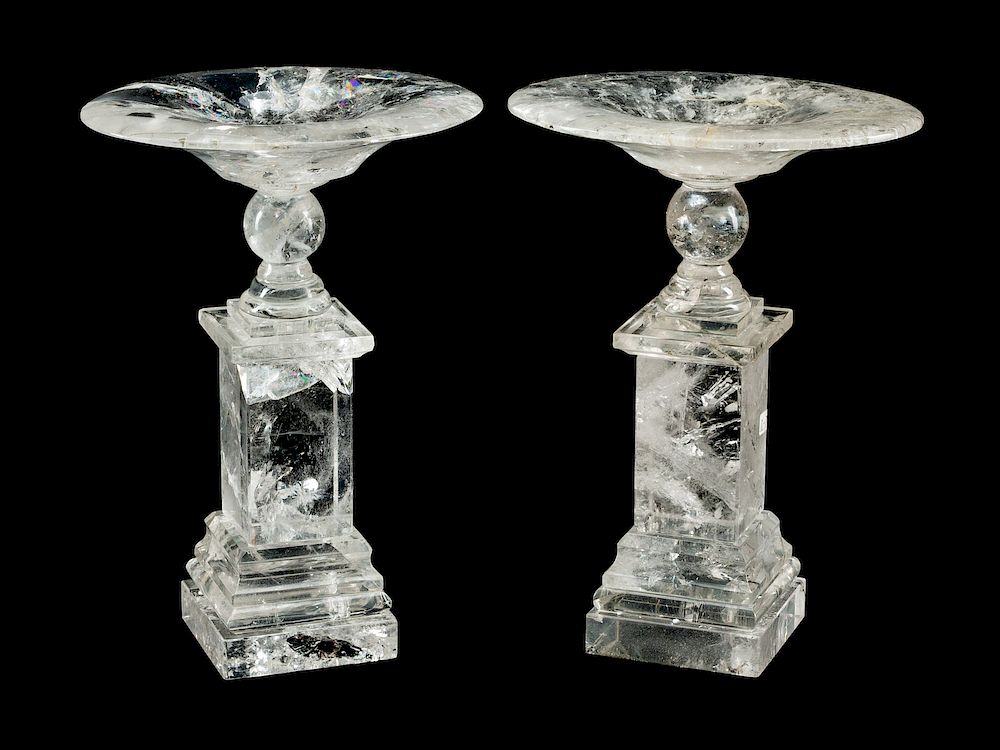 Appraisal: A Pair of Rock Crystal Tazze A Pair of Rock