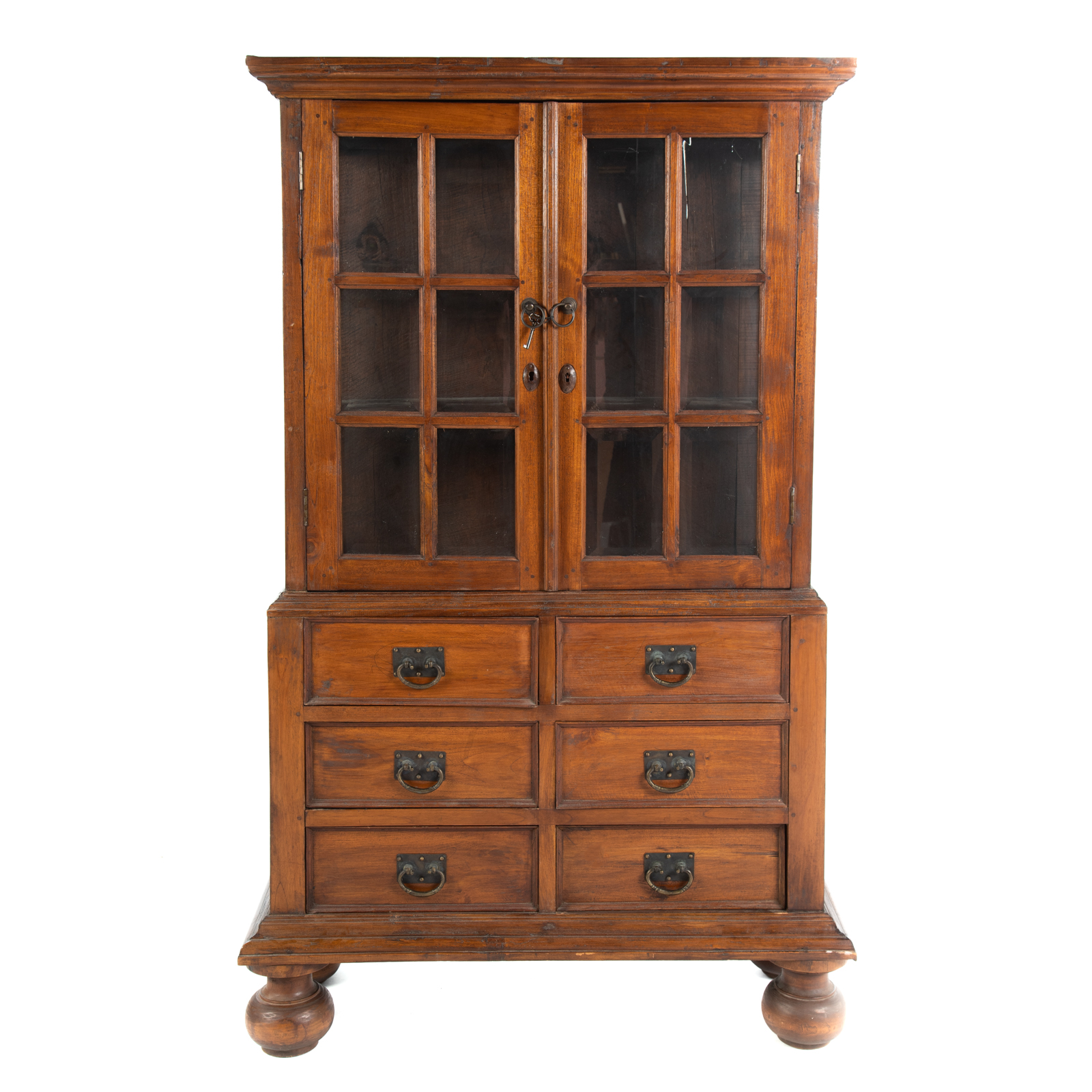 Appraisal: CONTINENTAL STYLE WALNUT CUPBOARD th century uppercase with molded cornets