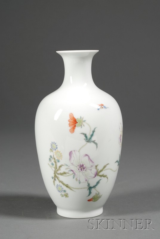 Appraisal: Famille Rose Vase China early th century decoration of flowers