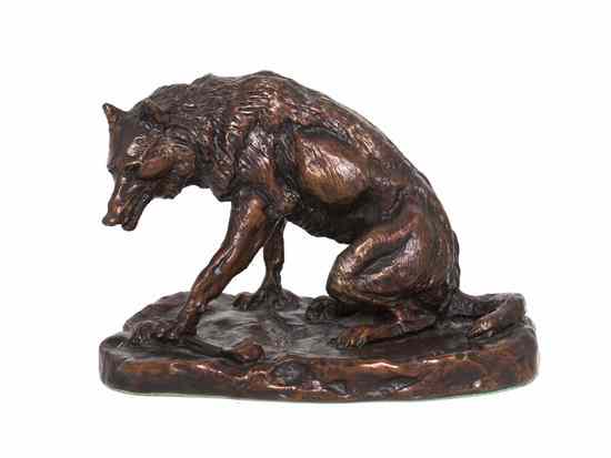 Appraisal: An American Bronze Animalier Figure after Charles M Russell Lone