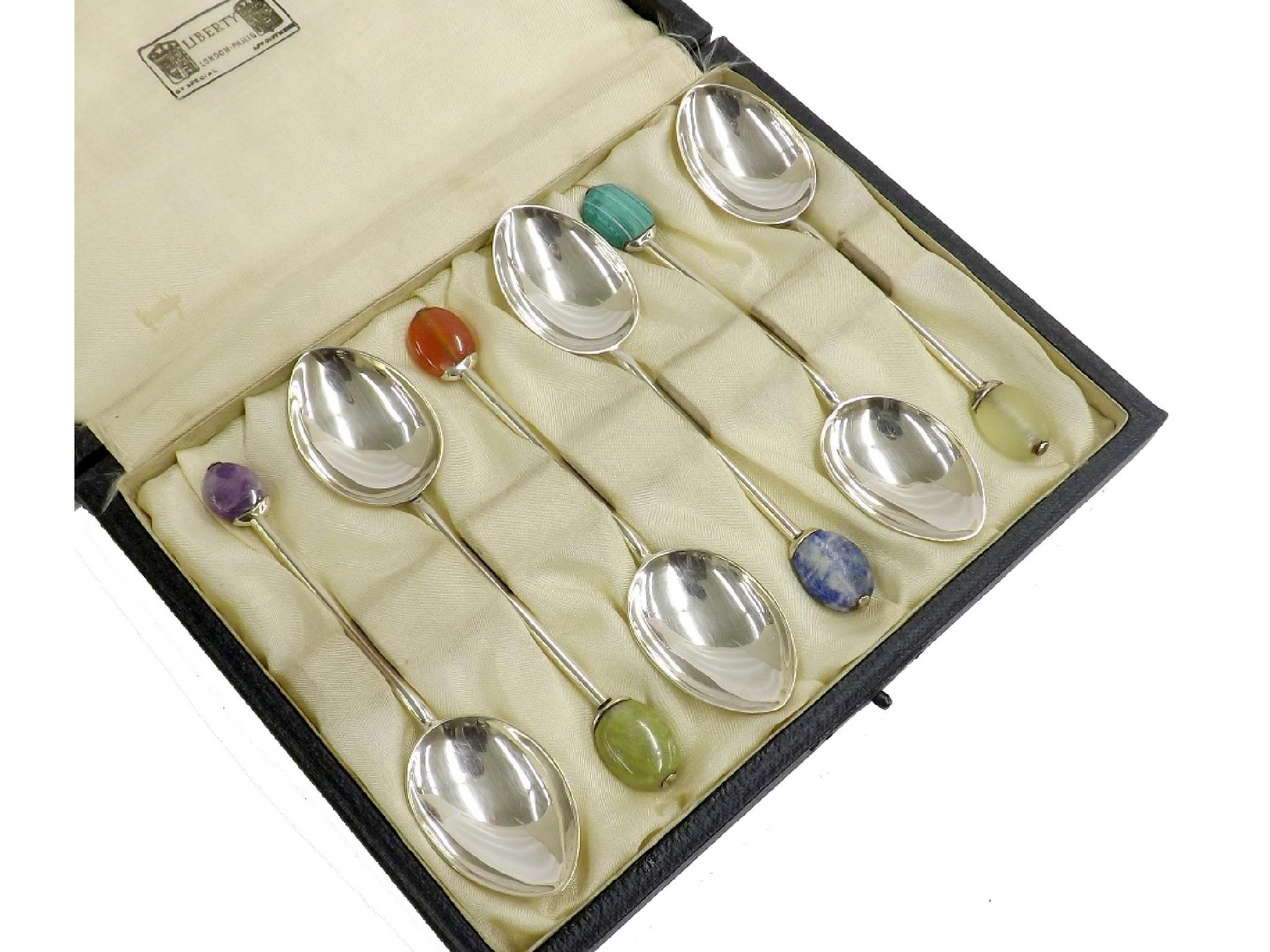 Appraisal: Liberty Co set of six coffee spoons with hardstone terminals