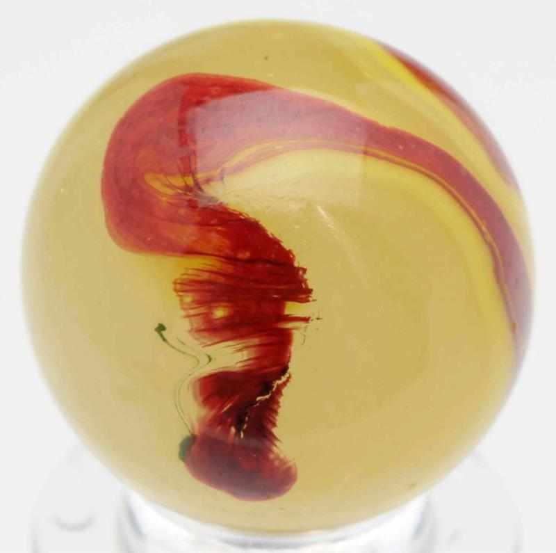 Appraisal: Akro Agate Egg Yolk Oxblood Marble Lemonade base with nice