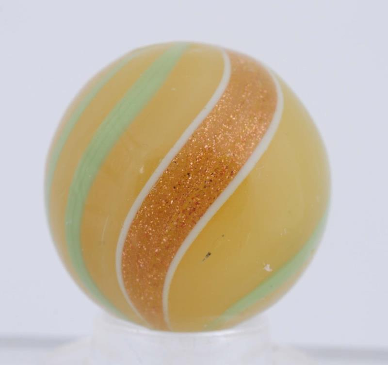 Appraisal: Custard Opaque Band Lutz Marble Custard base with mint green