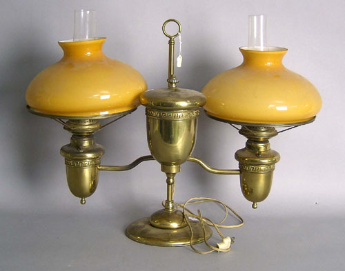 Appraisal: Double arm brass student lamp h w