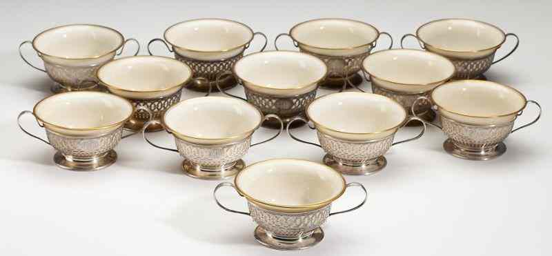 Appraisal: Set of Twelve Sterling Cream Soup Bowlsthe reticulated sterling silver