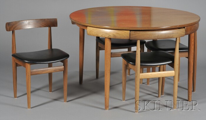 Appraisal: Hans Olsen Dining Table and Four Chairs Teak Frem Rojle