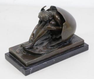 Appraisal: ZACH Bruno Bronze Girl Emerging From Egg Signed on base