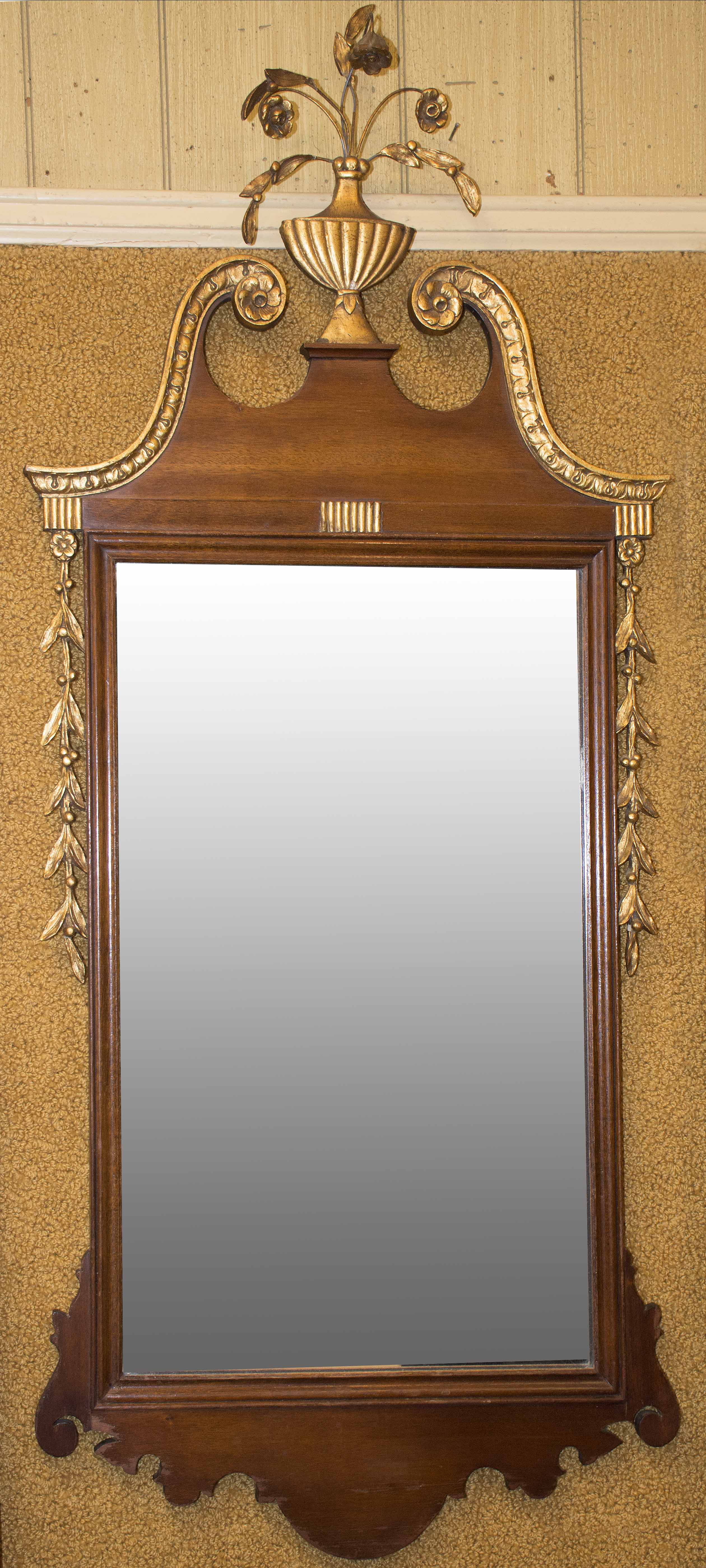 Appraisal: GEORGE III-STYLE LOOKING GLASS Mid-to-Late th CenturyIn mahogany With gilt