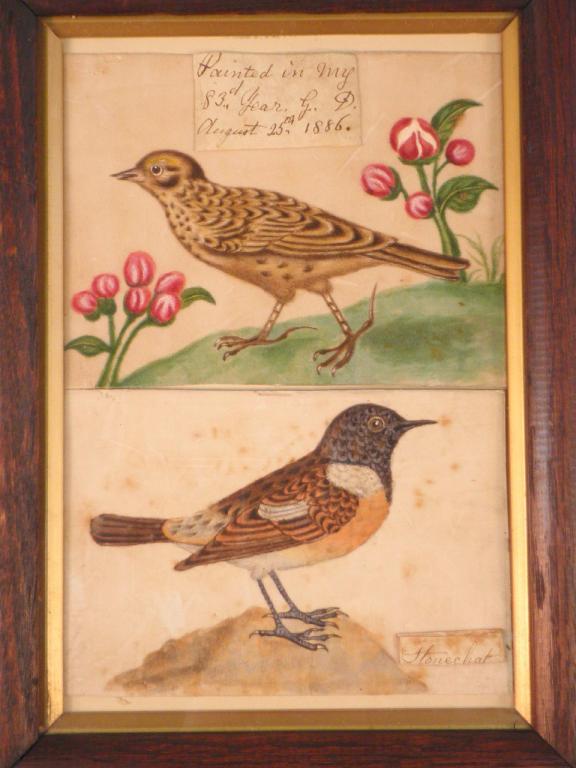 Appraisal: A pair of rice paper paintings of birds one titled