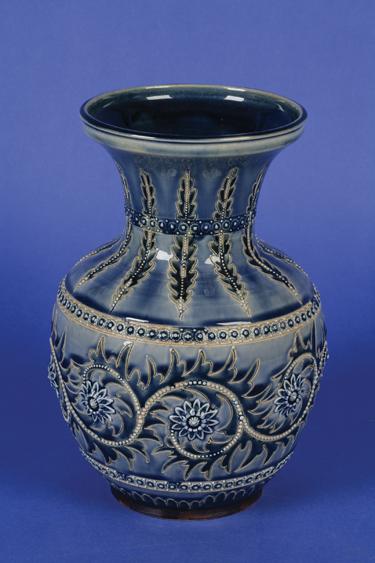 Appraisal: MARGARET AITKEN A VICTORIAN DOULTON LAMBETH STONEWARE VASE of baluster